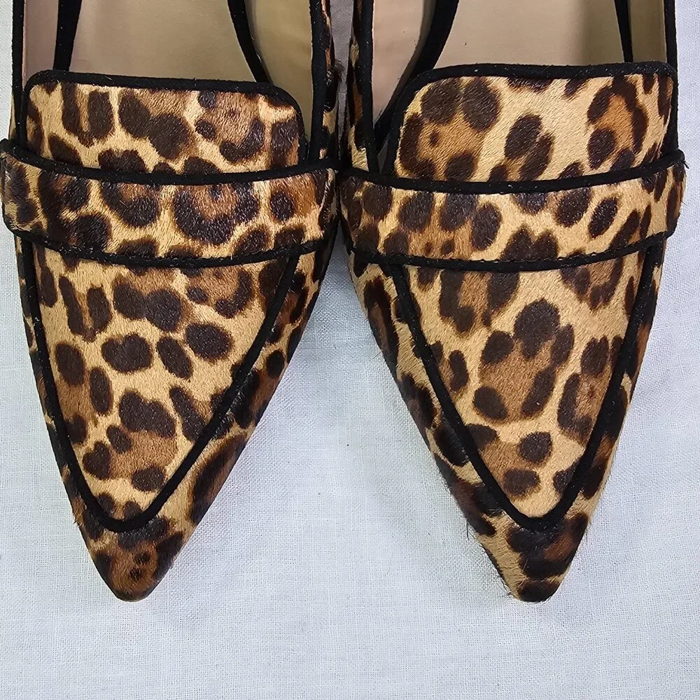 Ann Taylor Beck  Leopard Print Calf Hair 3.5” Loafer Stiletto Heel Pump 9M - Picture 4 of 14